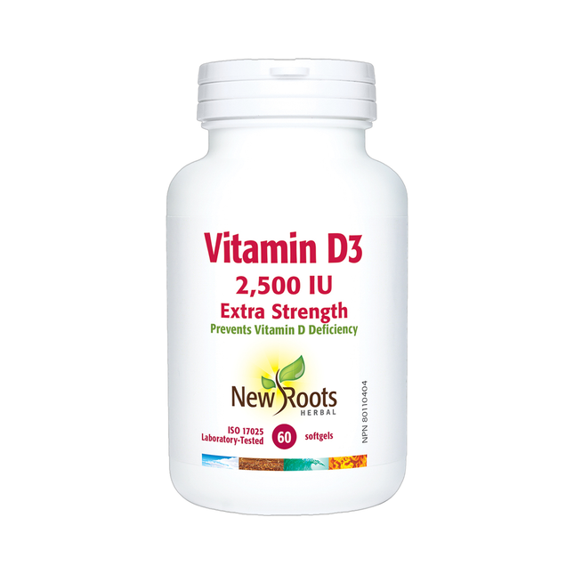 New Roots - Vitamine D3 2500 UI, extra-forte | 90 gélules végétales*