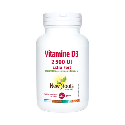 New Roots - Vitamine D3 2 500 UI Extra Strength | 360 gélules