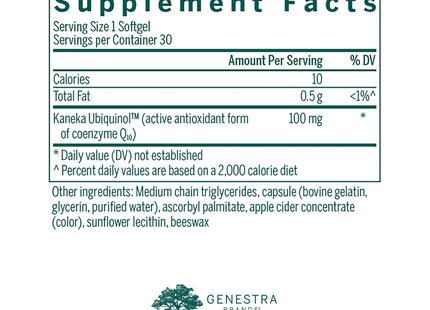 Genestra - Ubiquinol - 100 mg | 30 Softgels 
