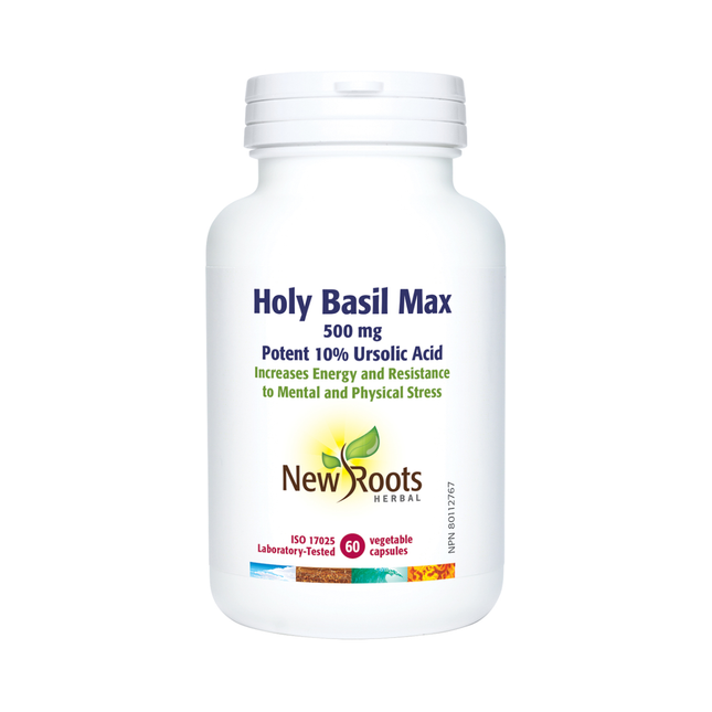 New Roots - Basilic sacré Max 500 mg Puissant acide ursolique à 10 % | 60 capsules