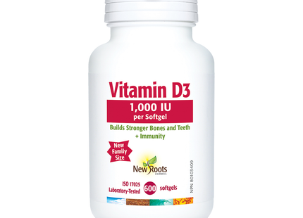 New Roots - Vitamin D3 1000 IU - Family Size | 600 Soft Gels