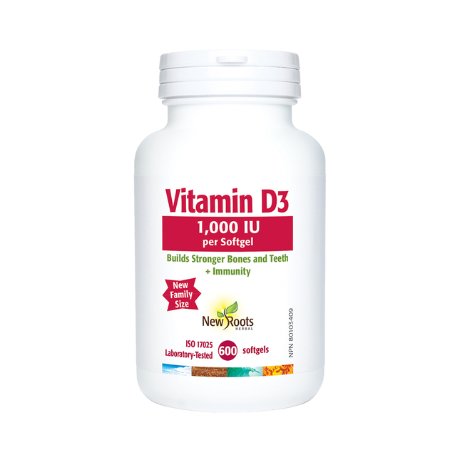 New Roots - Vitamin D3 1000 IU - Family Size | 600 Soft Gels