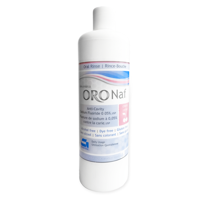 ORO Naf - Fluorure de sodium anti-carie 0,05 %, rinçage oral USP - Saveur cerise | 500 ml