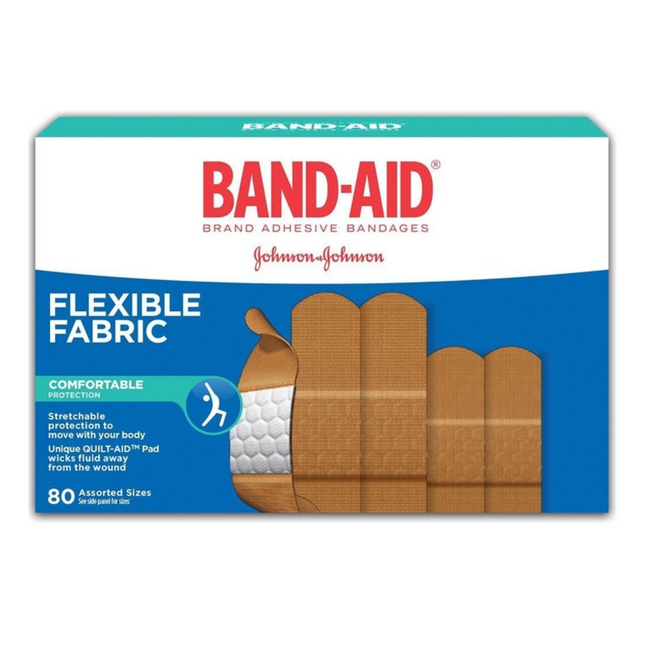 Band-Aid - Flexible Fabric Bandages, Assorted Sizes | 80 pack