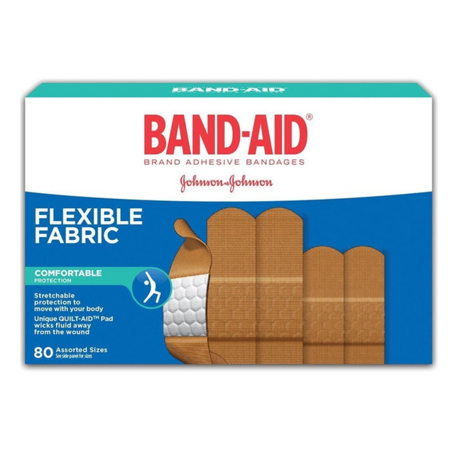 Band-Aid - Bandages en tissu flexible, tailles assorties | paquet de 80