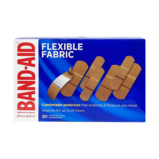 Band-Aid - Bandages en tissu flexible, tailles assorties | paquet de 80