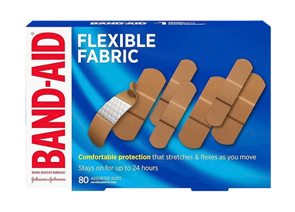 Band-Aid - Flexible Fabric Bandages, Assorted Sizes | 80 Pack