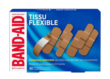 Band-Aid - Flexible Fabric Bandages, Assorted Sizes | 80 Pack