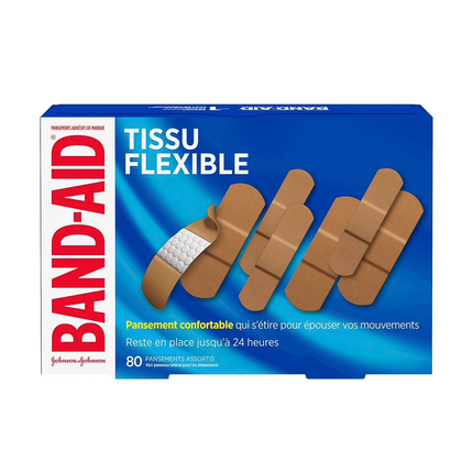 Band-Aid - Pansements Tissu Souple, Tailles Assorties | Paquet de 80