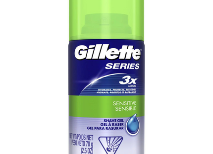 Gillette - 3x Action Shave Gel for Sensitive Skin - Travel Size | 70 g