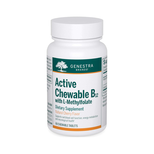 Genestra - Vitamine B12 active à croquer + L-méthylfolate | 60 comprimés