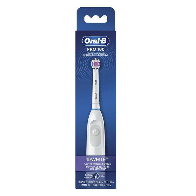 Oral-B - Brosse à dents électrique blanche Pro 100 3D | 1 manche + 1 tête de brosse
