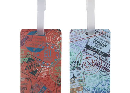 Travelon - Set of 2 Luggage Tags, Passport Stamps Style