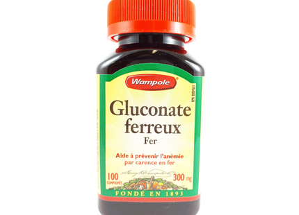 Wampole - Gluconate ferreux 300 mg | 100 comprimés