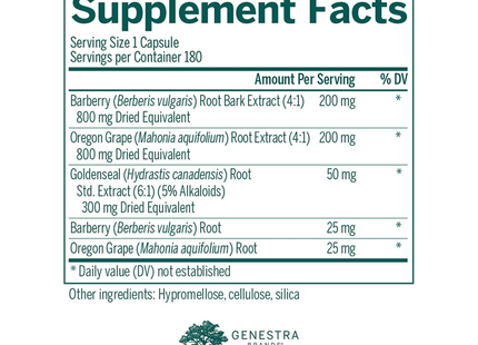 Genestra - Berberis Formula | 180 Capsules 