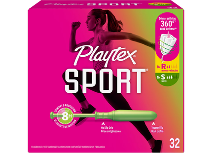 Playtex - Sport Tampons with 360º Leak Defense Tampons | 16 Regular + 16 Super