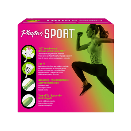 Playtex - Tampons Sport avec protection anti-fuite à 360° | 16 réguliers + 16 super