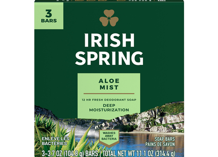 Irish Spring - 12 hr Fresh Deodorant Soap, Aloe Mist | 104.8 g x 3 Soap Bars