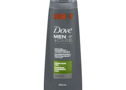 Dove - Shampooing et après-shampooing fortifiant Men+Care - Frais et propre avec caféine + menthol | 355 ml