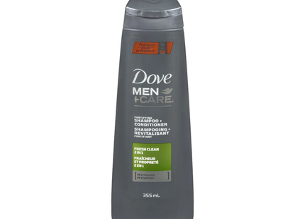 Dove - Men+Care Shampooing et revitalisant fortifiant - Fraîcheur et propreté avec caféine + menthol | 355 mL