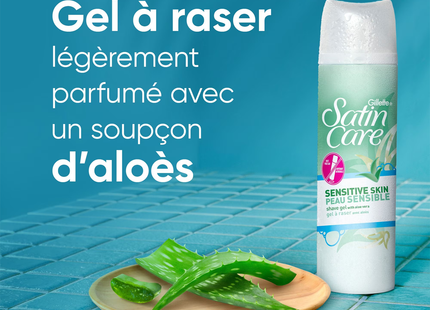 Gillette - Gel de rasage Venus Satin Care Peau Sensible à l'Aloès | 198 g