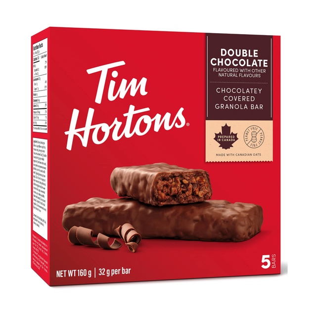 Tim Hortons - Double Chocolate Chocolatey Covered Granola Bars | 5 Bars