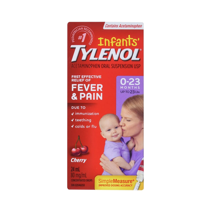 Tylenol - Soulagement rapide et efficace de la fièvre et de la douleur, cerise | 24 ml