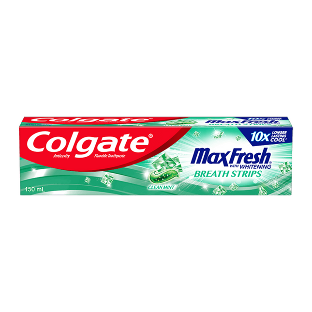 Colgate - Bandes Max Fresh Breath avec dentifrice blanchissant - Menthe propre | 150 ml
