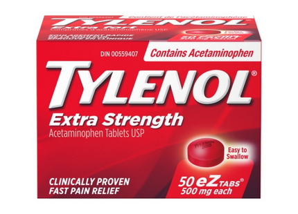 Tylenol - Acétaminophène extra fort 500 mg | 50 onglets eZ 