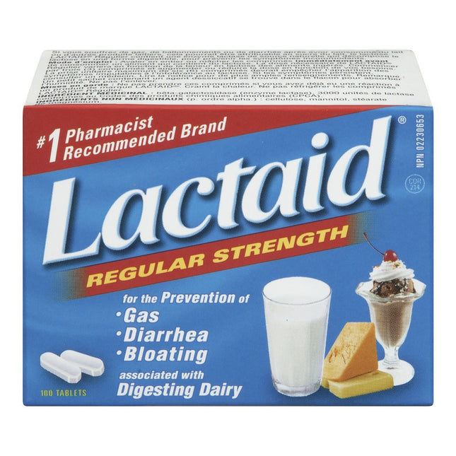 Enzyme lactase de force régulière Lactaid | 100 comprimés 
