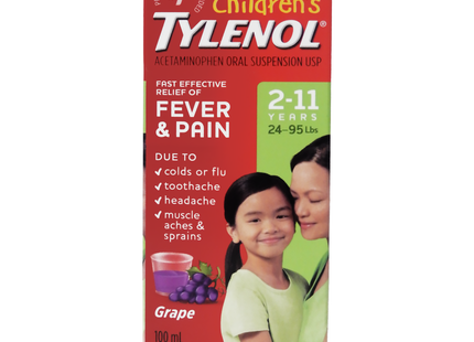 Tylenol - Fever & Pain - Ages 2 - 11 - Grape | 100mL