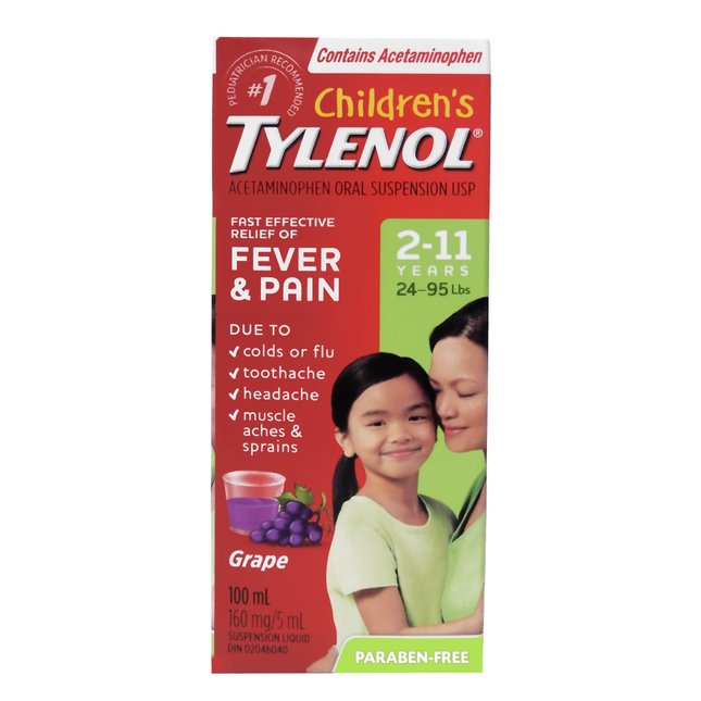 Tylenol - Fièvre et douleur - 2 à 11 ans - Raisin | 100 ml