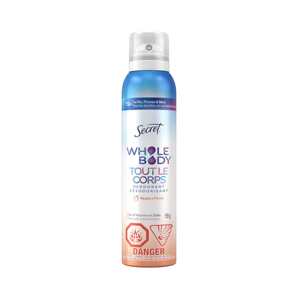 Secret - Déodorant sans aluminium pour tout le corps, parfum pêche | 99 g