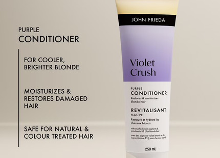 John Frieda - Après-Shampooing Violet Crush Anti-Jaunissement pour Cheveux Blonds | 250 mL