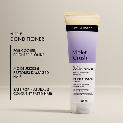 John Frieda - Après-Shampooing Violet Crush Anti-Jaunissement pour Cheveux Blonds | 250 mL