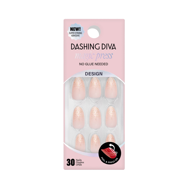 Dashing Diva - Magic Press Short Nails PO736, Peach Bubbles | 30 Nails