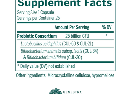 Genestra - Probiotique intensif HMF, conservation à température ambiante | 25 capsules