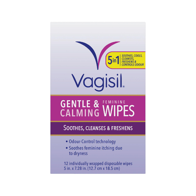 Vagisil Gentle & Calming Feminine Wipes | 12 Wipes