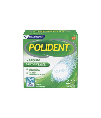 Polident 3 Minute Daily Cleanser for Dentures | 40 Tablets