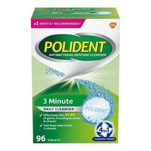 Polident 3 Minute Daily Cleanser for Dentures | 96 Tablets