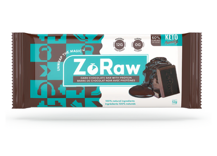 ZoRaw - 60% Cocoa Bar With Protein - Dark Chocolate | 1 Bar x 52 g