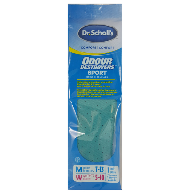 Dr. Scholl's - Semelles de sport Comfort Odor Destroyer - Hommes 7-13 Femmes 5-10 | 1 paire