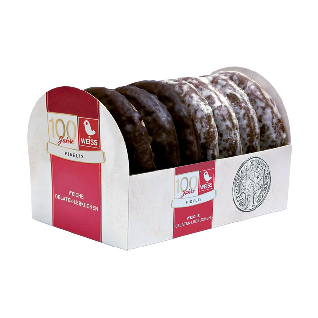 Weiss - Fidelis Chocolate and Glazed Gingerbread Weiche Oblaten-Lebkuchen | 200 g