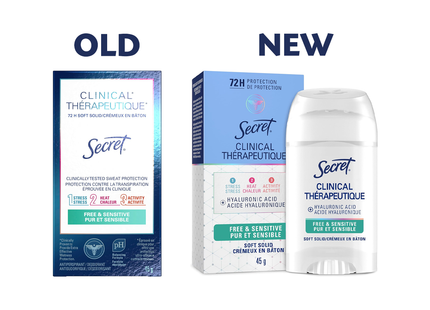 Secret - Antisudorifique Clinique 72 h à l'acide hyaluronique, sans parfum et doux | 45 g