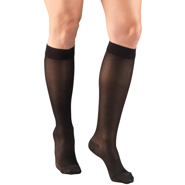 TRUFORM - Ladies' Sheer Knee High, Diamond Pattern | 15-20 mmHg
