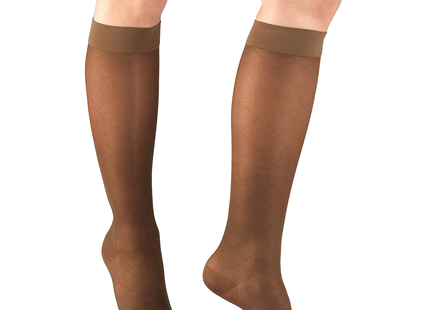 TRUFORM - Ladies' Sheer Knee High, Diamond Pattern | 15-20 mmHg