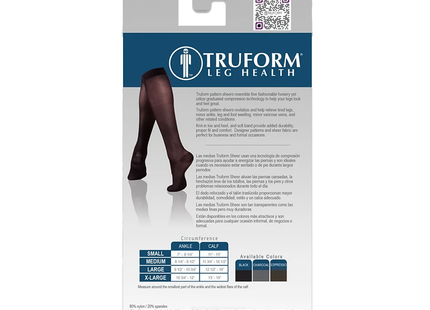 TRUFORM - Ladies' Sheer Knee High, Diamond Pattern | 15-20 mmHg