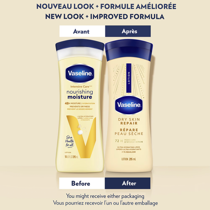 Vaseline - Lotion Corporelle Réparatrice Peau Sèche Soin Intensif au Squalène 1% | 295 mL