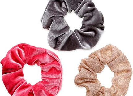 Goody - Ouchless Scrunchies -Comfortable Hold - Pink/Gold/Grey Velvet | 3 Count