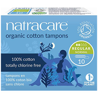 NatraCare - Tampons en coton biologique sans chlore - Absorption régulière | 10 tampons